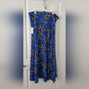 LuLaRoe Blue and Yellow Patterned Maxi Skirt